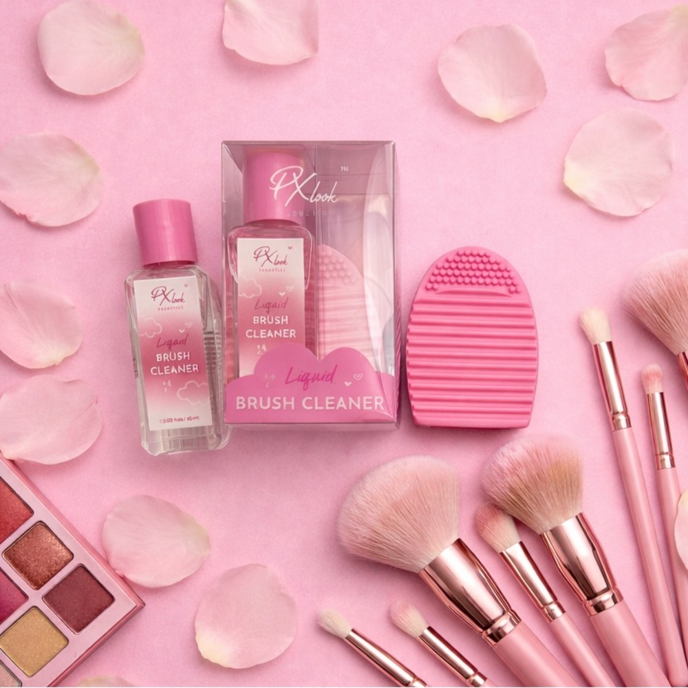 PX Look Prolux Liquid Brush Cleaner 2 oz. Makeup Cleanser Silicone Sponge Kit